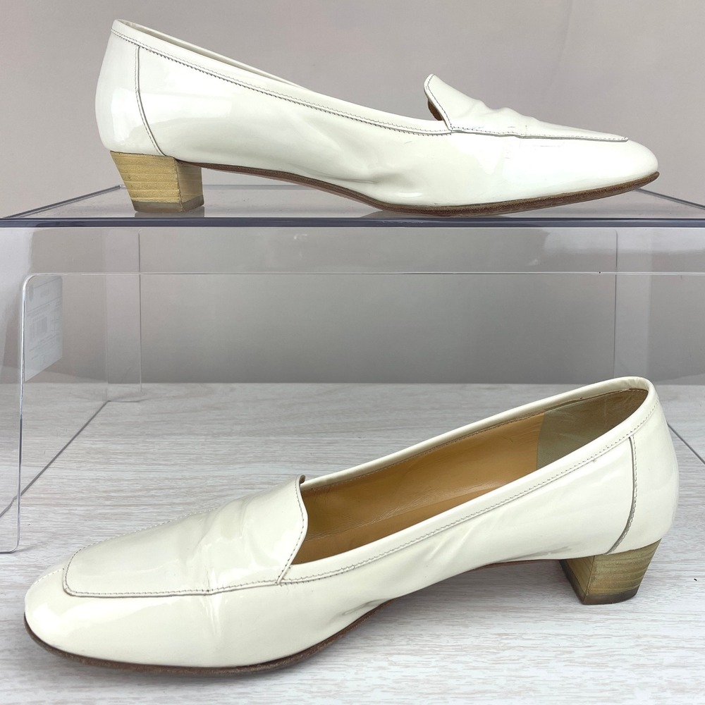 FURLA Womens (39) (8.5) White Patent Loafer‎ Quiet Luxury Academia Old Money